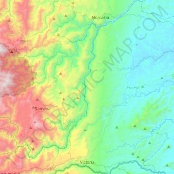 Mapa topográfico Victoria, altitud, relieve
