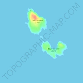 Mapa topográfico Ballenas Islands, altitud, relieve
