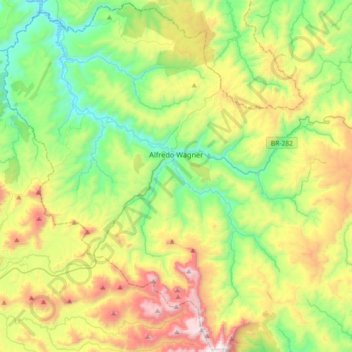 Mapa topográfico Alfredo Wagner, altitud, relieve