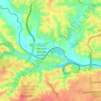 Mapa topográfico Río Isabela, altitud, relieve