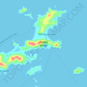 Mapa topográfico Tinaga Island, altitud, relieve