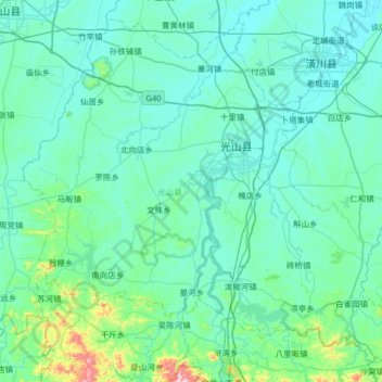 Mapa topográfico 光山县, altitud, relieve