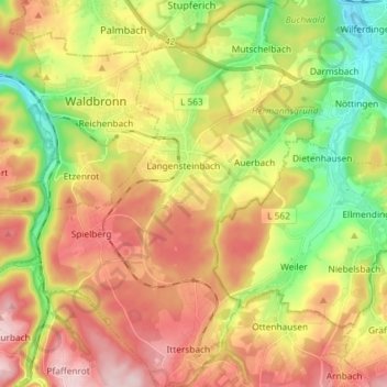 Mapa topográfico Karlsbad, altitud, relieve