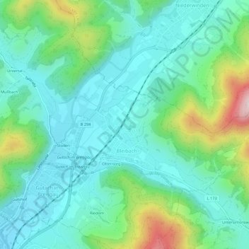Mapa topográfico Bleibach, altitud, relieve