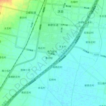 Mapa topográfico 朝歌街道, altitud, relieve