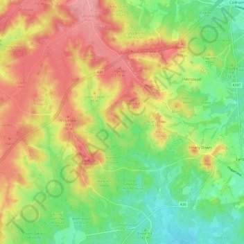 Mapa topográfico Minstead, altitud, relieve