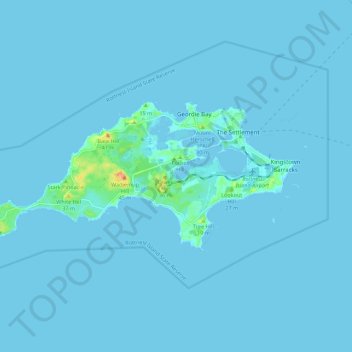 Mapa topográfico Rottnest Island, altitud, relieve