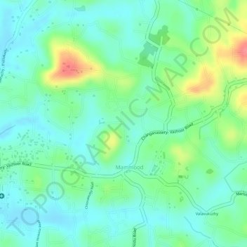 Mapa topográfico Mammoodu, altitud, relieve