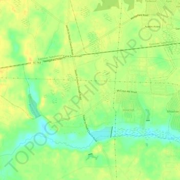 Mapa topográfico Cane Savannah, altitud, relieve