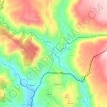 Mapa topográfico Barxa, altitud, relieve