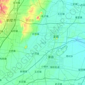 Mapa topográfico 浚县, altitud, relieve