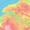 Mapa topográfico Alta Normandia, altitud, relieve