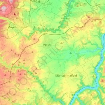 Mapa topográfico Maifeld, altitud, relieve
