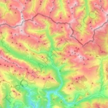 Mapa topográfico Bielsa, altitud, relieve