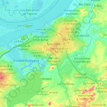Mapa topográfico San Félix, altitud, relieve