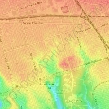 Mapa topográfico High Park North, altitud, relieve