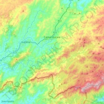 Mapa topográfico Camanducaia, altitud, relieve