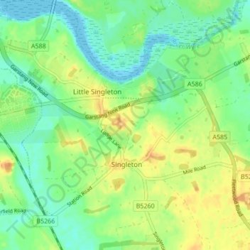 Mapa topográfico Singleton, altitud, relieve