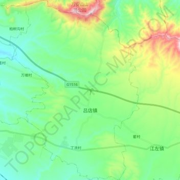 Mapa topográfico 吕店镇, altitud, relieve