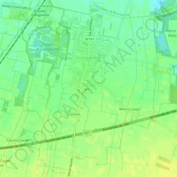 Mapa topográfico Lungavilla, altitud, relieve