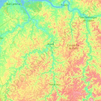 Mapa topográfico Acará, altitud, relieve
