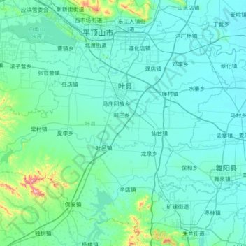 Mapa topográfico 叶县, altitud, relieve