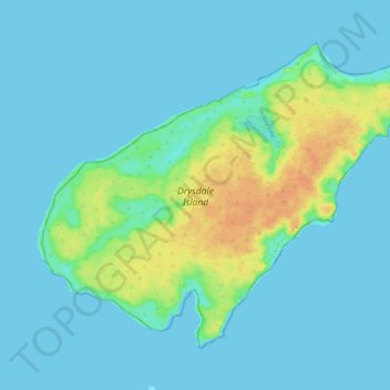 Mapa topográfico Drysdale Island, altitud, relieve
