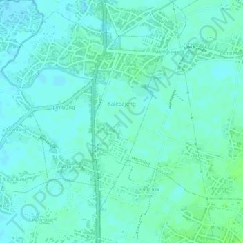 Mapa topográfico Kalebajeng, altitud, relieve