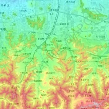 Mapa topográfico 港沟街道, altitud, relieve