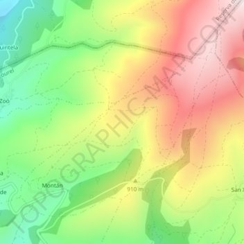 Mapa topográfico Montán, altitud, relieve