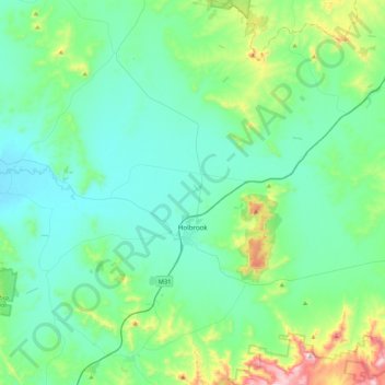 Mapa topográfico Holbrook, altitud, relieve