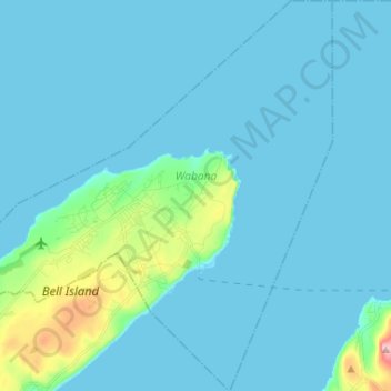 Mapa topográfico Wabana, altitud, relieve