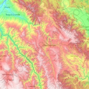 Mapa topográfico Rio Utcubamba, altitud, relieve