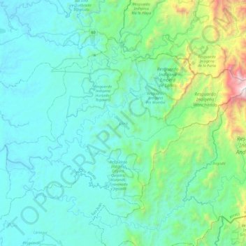 Mapa topográfico Lloró, altitud, relieve