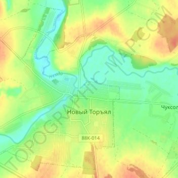 Mapa topográfico Новый Торъял, altitud, relieve