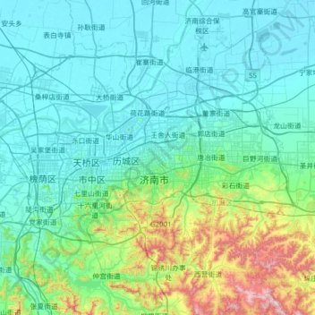 Mapa topográfico 济南高新技术产业开发区, altitud, relieve