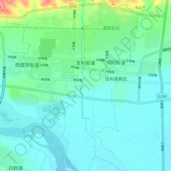 Mapa topográfico 吉利街道, altitud, relieve
