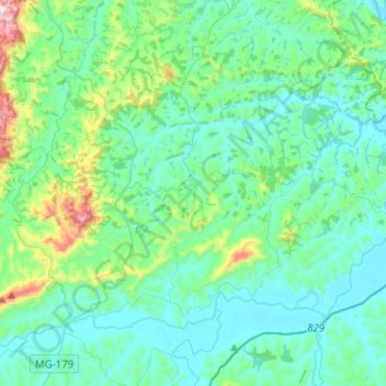 Mapa topográfico Silvianópolis, altitud, relieve