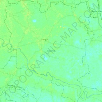 Mapa topográfico Singhia, altitud, relieve