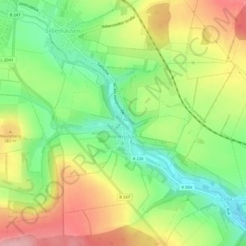 Mapa topográfico Helmsdorf, altitud, relieve