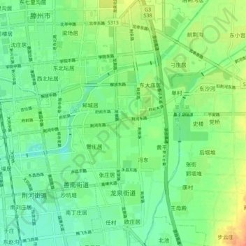 Mapa topográfico 龙泉街道, altitud, relieve