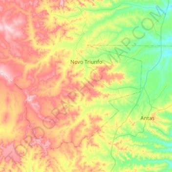 Mapa topográfico Novo Triunfo, altitud, relieve