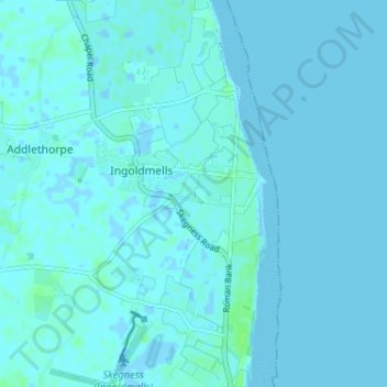 Mapa topográfico Ingoldmells, altitud, relieve