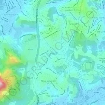 Mapa topográfico Santana, altitud, relieve