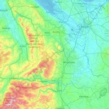 Mapa topográfico River Dee, altitud, relieve