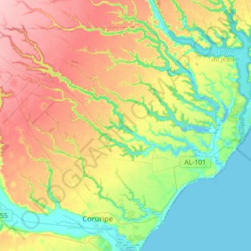 Mapa topográfico Poxim, altitud, relieve