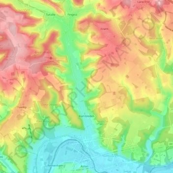 Mapa topográfico Hambleden, altitud, relieve