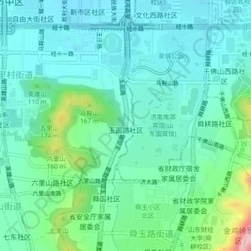 Mapa topográfico 玉函路社区, altitud, relieve