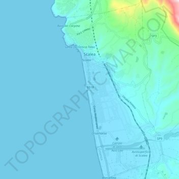 Mapa topográfico Scalea, altitud, relieve