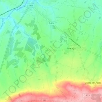 Mapa topográfico Melay, altitud, relieve